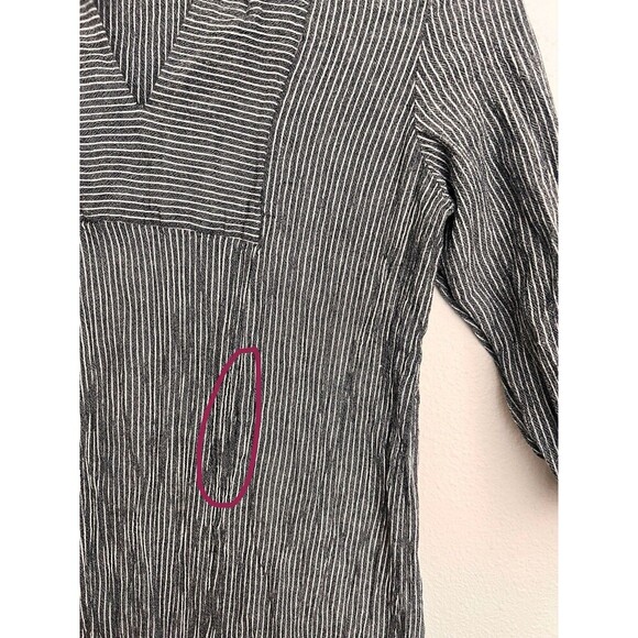 Rungolee Black White Striped Tunic Dress XS Textured Crinkle Boho Ruffle Beach - Picture 6 of 6